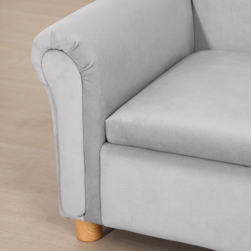 Qaba Kids Sofa, Wooden Armrest Chair for Preschool, Toddler Couch for Kids Room, Kindergarten with Hidden Storage Compartment