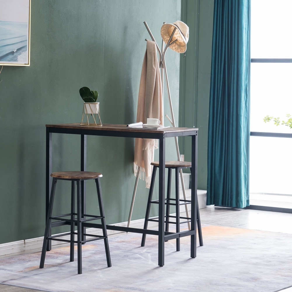 Shop Retro Breakfast Bar Table And Stool Set Kitchen Counter With 2 Stools Overstock 32172592