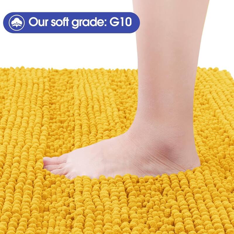 Ultra Soft Striped Non Slip Chenille Bathroom Rug Set 3 Pieces