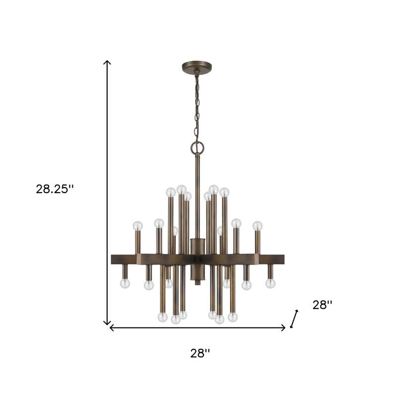 HomeRoots Brown Candle Style Multi Light Metal Dimmable Chandelier - 28' X '28.25' X '28