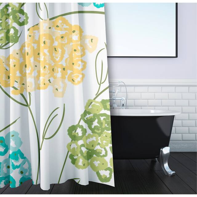 71 x 74-inch Hydrangeas Floral Print Shower Curtain