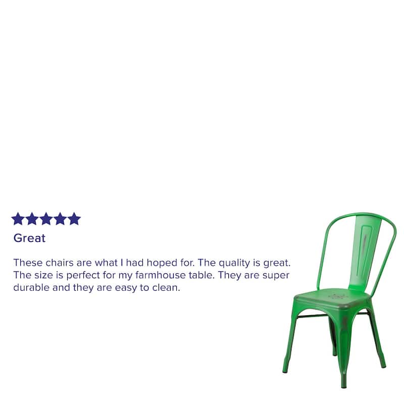 Distressed Metal Indoor-Outdoor Stackable Chair - Kitchen Furniture