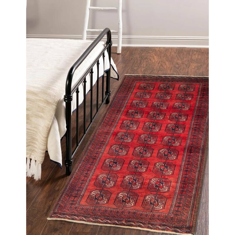 ECARPETGALLERY Hand-knotted Baluch Red Wool Rug - 3'7 x 6'10