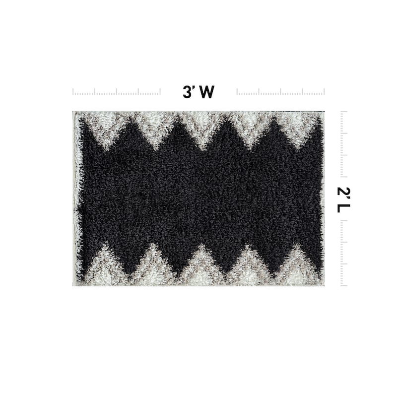 Geometric Shag Rug - Soft & Stylish - Anthracite Dark Gray - Medium Pile, Easy to Clean