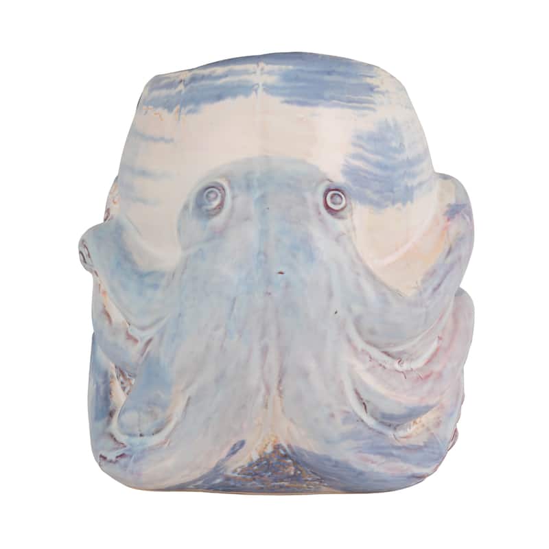 Stoneware Planter with Octopus Detail in Reactive Glaze - 8.75"L x 7.88"W x 8.25"H