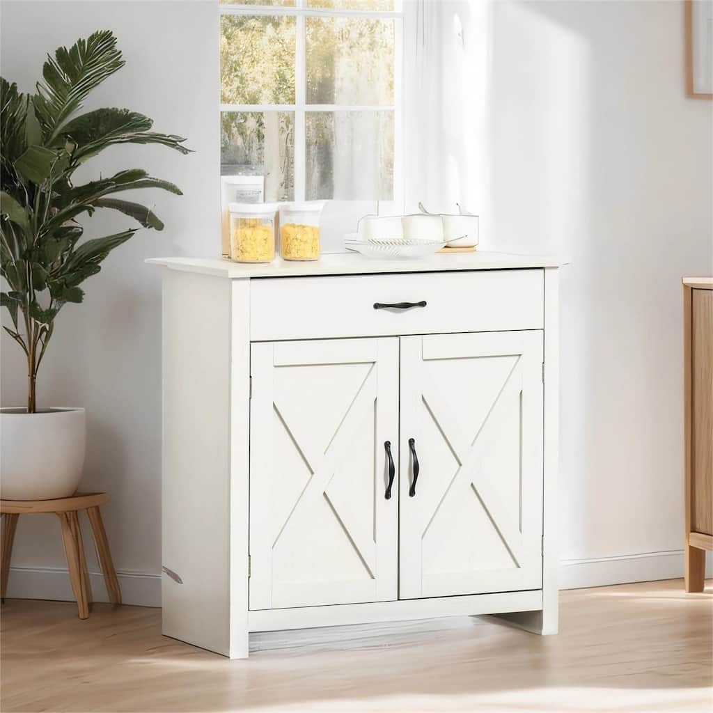 Barn Door Style Sideboard Buffet Cabinet, 32" Accent cabinet