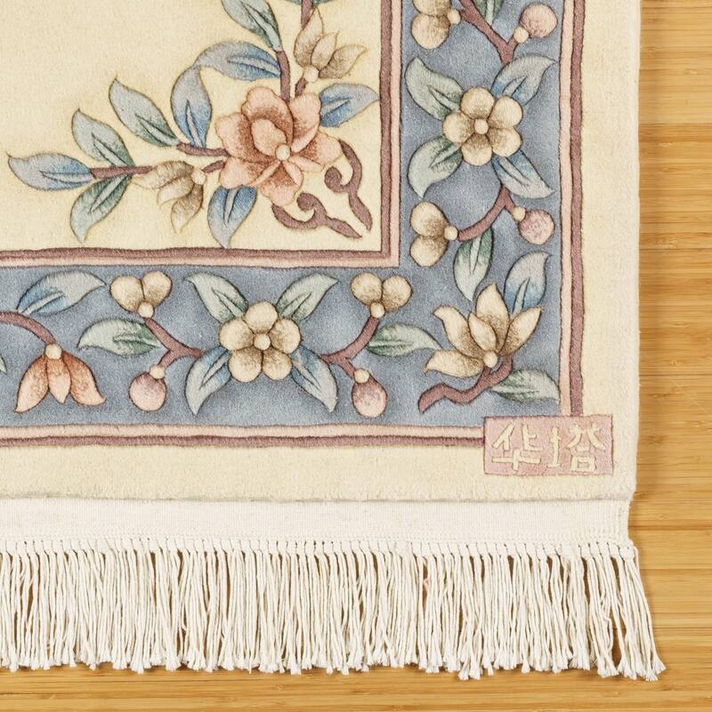 Gertmenian Oriental Estate Traditional Oriental Floral Border Metallion Hand Knot Wool Area Rug Collection