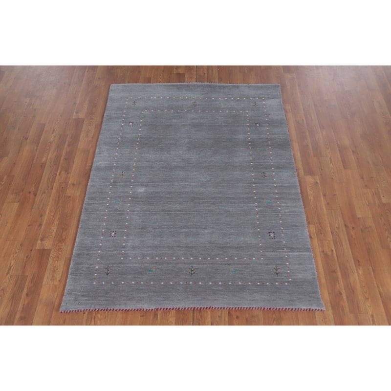 Handmade Gray Gabbeh Oriental Accent Rug Geometric Carpet - 5' 7'' X 4' 1''
