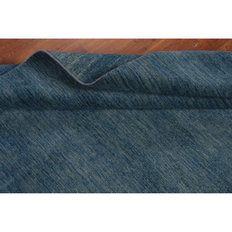 Striped Blue Gabbeh Modern Oriental Rug Handmade Wool Carpet - 4'9" x 6'5"