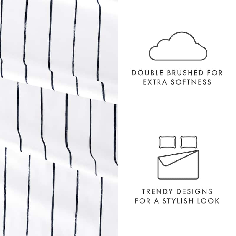 Becky Cameron Distressed Field Stripe Pattern 4 Piece Deep Pocket Bed Sheets Set