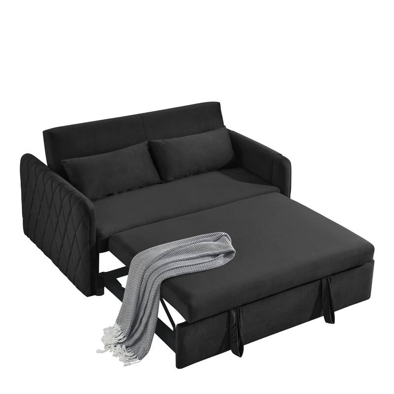 Multifunctional Pull-Out Sofa Bed, Convertible Sleeper Sofa Bed with Storage Bag, Upholstered Armsofa for Bedroom