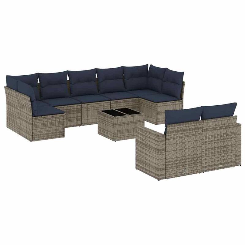 vidaXL 10 Piece Patio Sofa Set with Cushions Poly Rattan (US only)