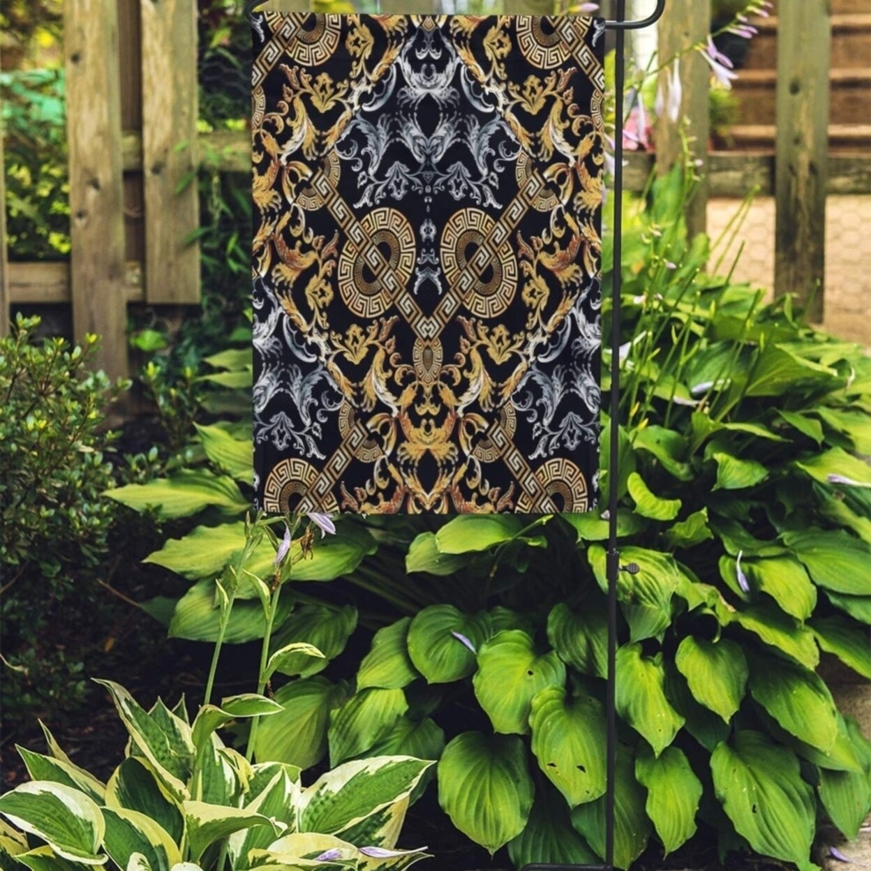 Shop Baroque Black Damask Vintage Gold Silver 3d Flowers Scroll Leaves Garden Flag Decorative Flag House Banner 28x40 Inch On Sale Overstock 31407611