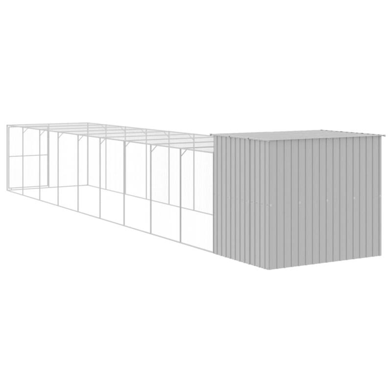vidaXL Dog House with Run Light Gray/Anthracite multisize Galvanized Steel