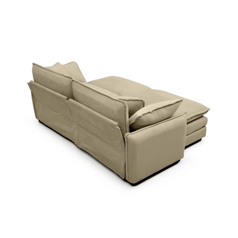 4-Piece Corduroy Modular Sleeper Sectional Sofa with 2 Ottomans & 4 Pillows