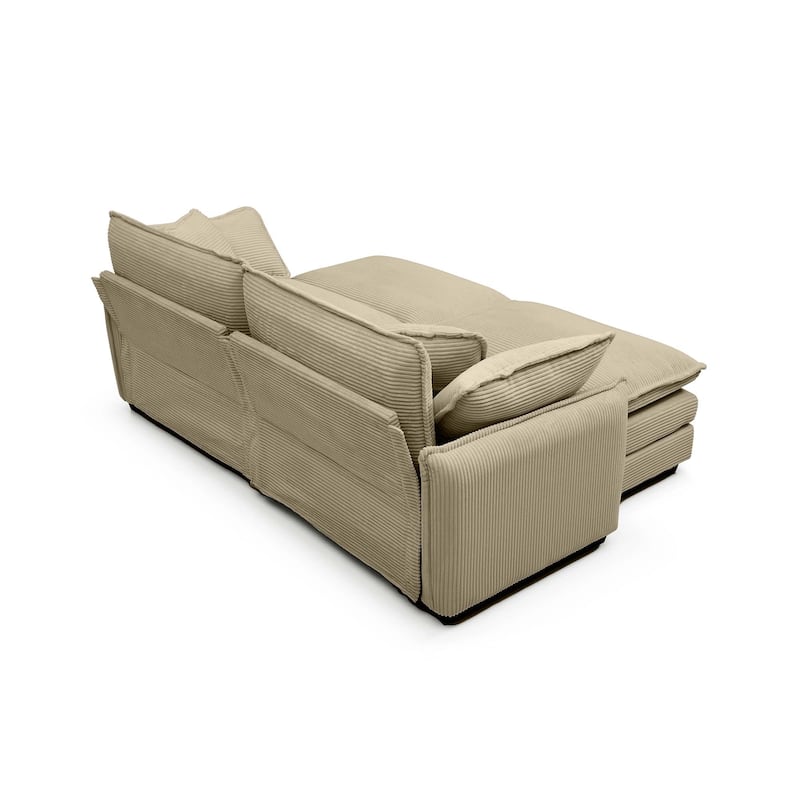 81" 2-Seater Sectional Sofa with 2 Ottoman Corduroy Upholstered Couch for Living Room, Apartment, Leisure Loveseat with Pillows