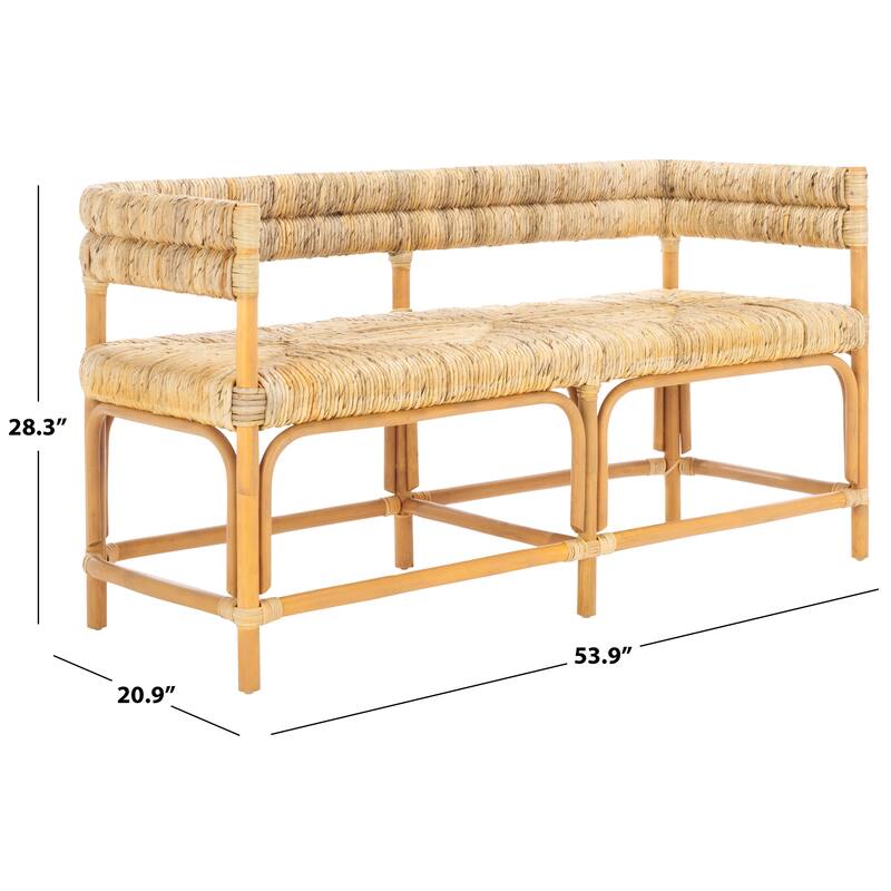 SAFAVIEH Couture Elexa Tropical Banana Woven Bench, Fully Assembled - 54"W x 21"D x 28"H