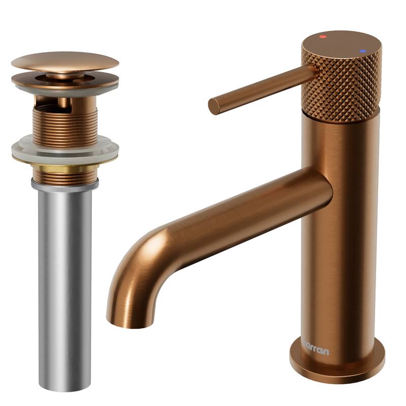 Karran Tryst KBF460 Single-Handle Single Hole Basin Bathroom Faucet with Matching Pop-up Drain - Brushed Copper