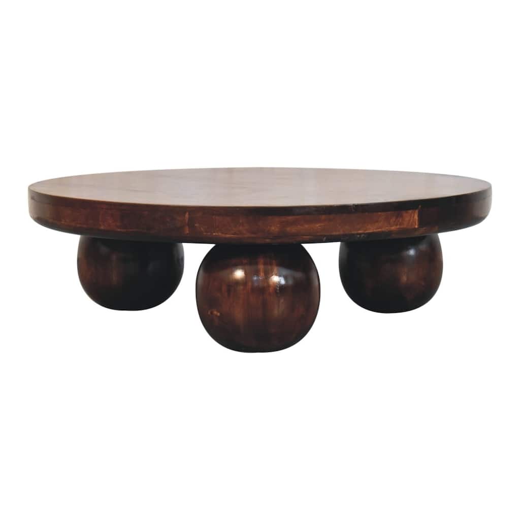 Artisan Furniture Solid Wood California Walnut Central Table with Ball Feet, Brown
