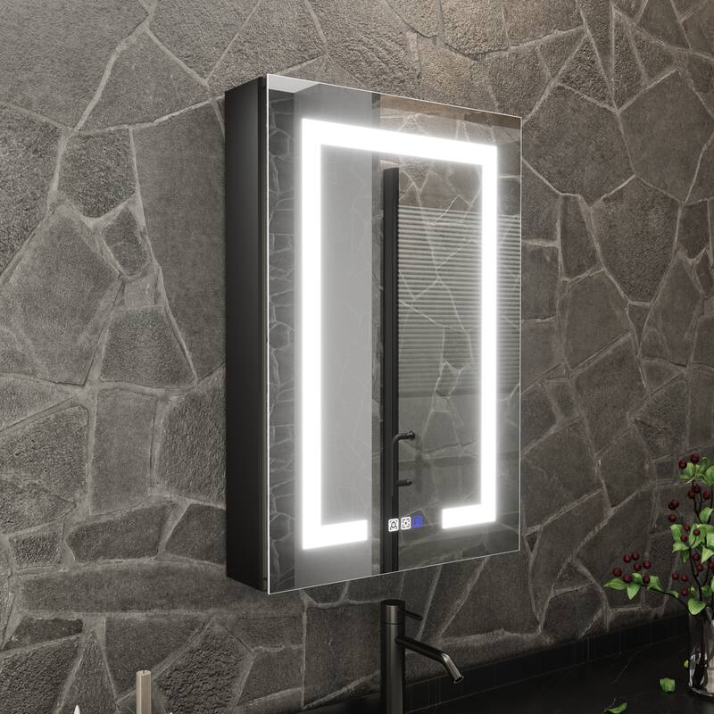 ExBrite 20" x 30" LED Lighted Bathroom Medicine Cabinet with Mirror,Recessed or Surface Mount,Defog - Left-Hand