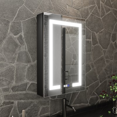 ExBrite 20" x 30" LED Lighted Bathroom Medicine Cabinet with Mirror,Recessed or Surface Mount,Defog