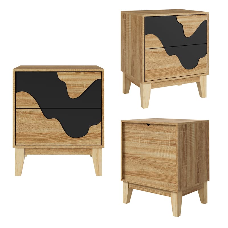 2 Drawer Dresser End Table Bedside Furniture 2 Set Nightstand