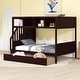 preview thumbnail 7 of 40, Twin over Full Bunk Bed with Shelfs, Storage Staircase and 2 Drawers Espresso