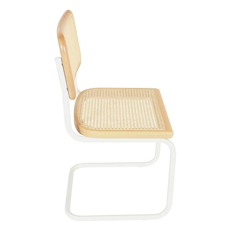 Breuer Chair Company Marcel Breuer Cesca Cane Cantilever Side Chair w/ White Steel Frame (Various Wood & Cane Colors)