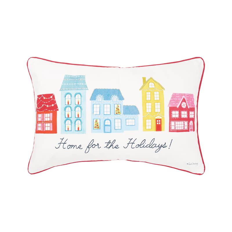 Village Holiday Printed & Embellished Throw Pillow