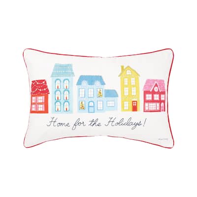 Village Holiday Printed & Embellished Throw Pillow