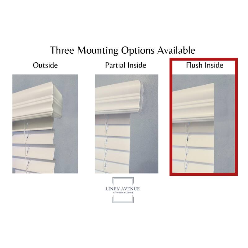 Linen Avenue Cordless Faux Wood Blind, Flush Inside Mount (No Valance Side Pieces Included, Arrives ½ Inch Narrower)