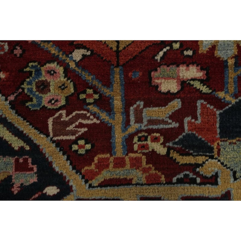 Hand Knotted Oriental 100% Wool Carpet Traditional Medallion Oranges & Rust Heriz (serapi) Area Rug - 10' 6'' X 8' 3''
