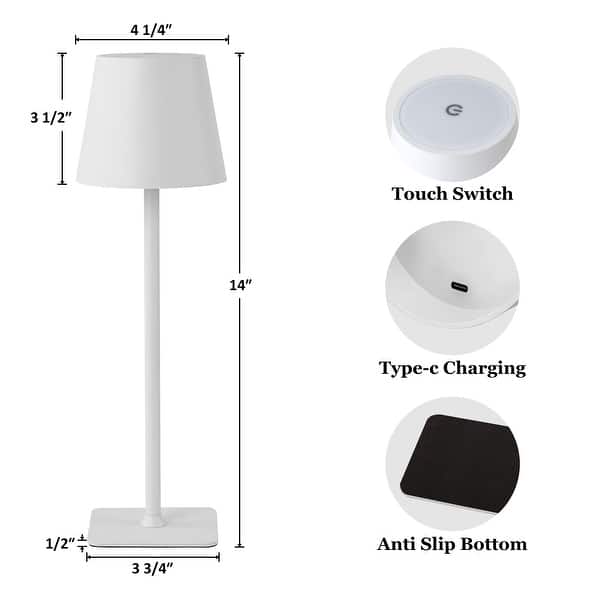 dimension image slide 2 of 4, C Cattleya 4-Pack LED Cordless 3CCT Dimmable Portable Table Lamps