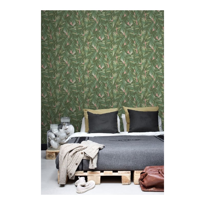ESTA Home Dumott Olive Tropical Leaves Wallpaper - 20.5 x 396 x 0.025