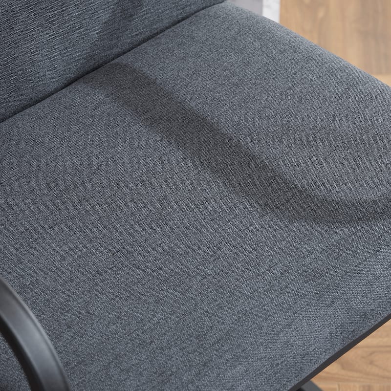 Set of 2 Dark Grey Fabric Dining Chair with Armrests and Metal Frame for Kitchen Island or Dining Room