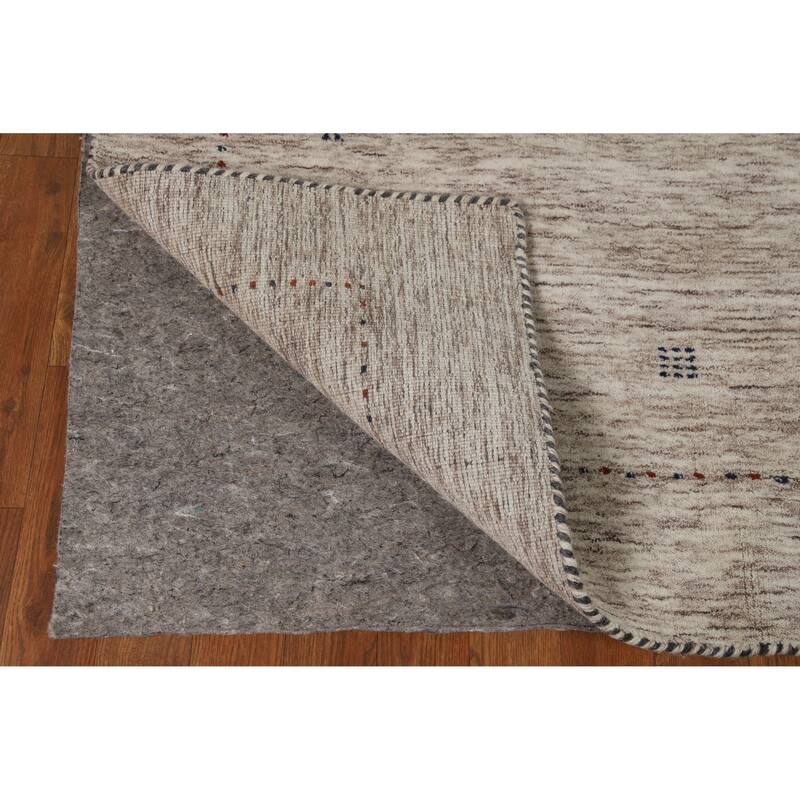 Hand Knotted Oriental 100% Wool Carpet Tribal Stripe Beige & Ivories Gabbeh Area Rug - 5' 9'' X 4' 0''
