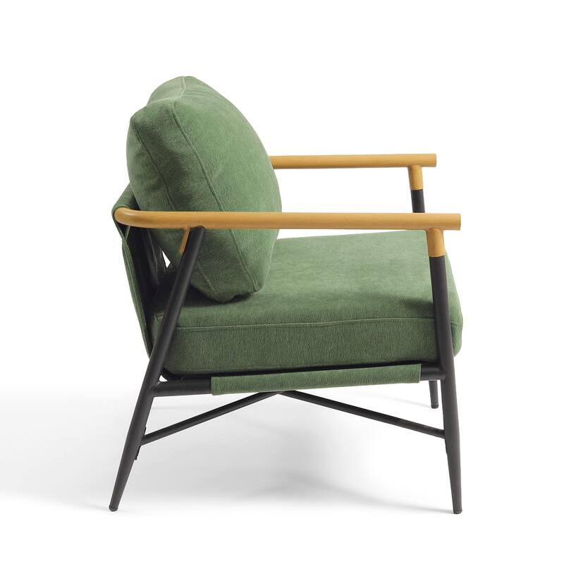 Anis 27'' W Vegan Leather/ Chenille X Base Metal Frame Accent Chair