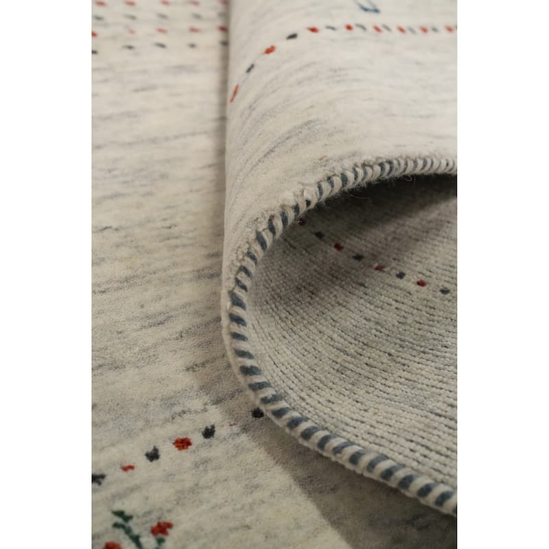 Hand Knotted Oriental 100% Wool Carpet Tribal Animal Pictorial Beige & Ivories Gabbeh Area Rug - 7' 9'' X 5' 1''