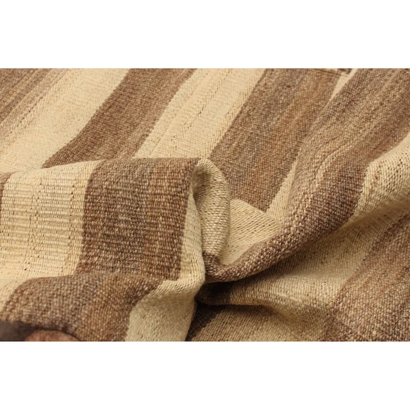 ECARPETGALLERY Flat-Weave Boho Cream Wool Kilim - 6'7 x 9'5