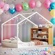preview thumbnail 2 of 12, Full Size House Bed with Roof and LED Lights,Kids Bed Design