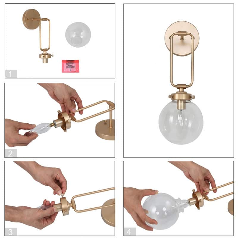 Modern Contemporary 1-light Bathroom Vanity Globe Glass Urban Wall Sconces Dimmable LED - L5" X W7" X H14.5"