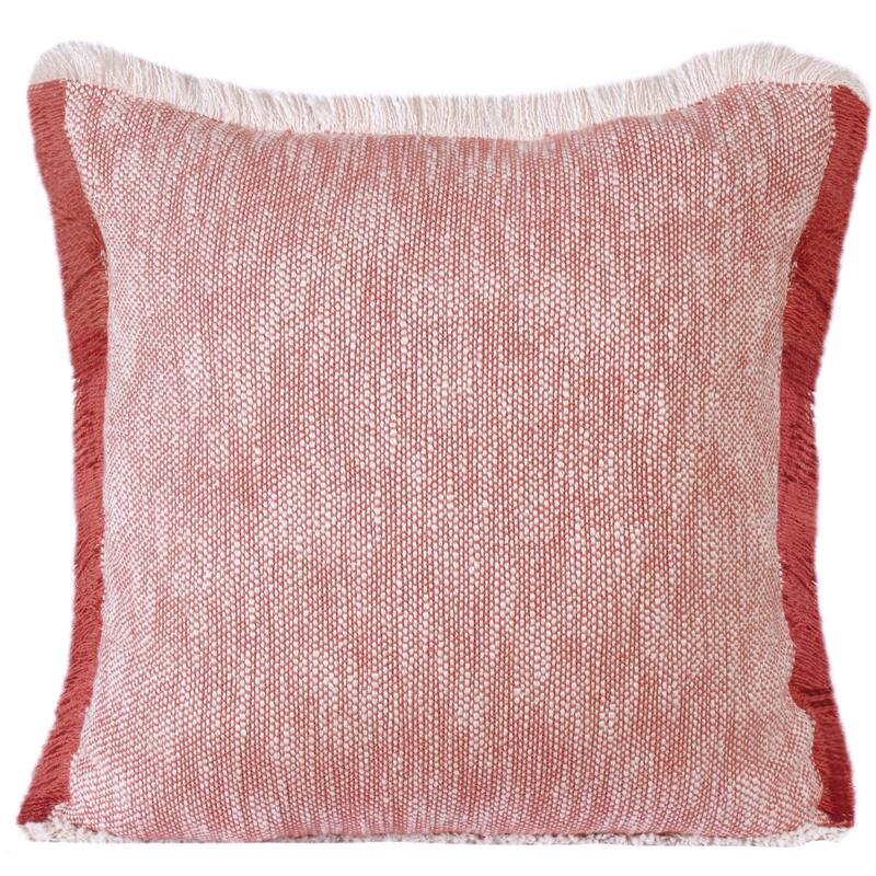 Hand Woven Two Tone Square Throw Pillow - 20" - Red and White