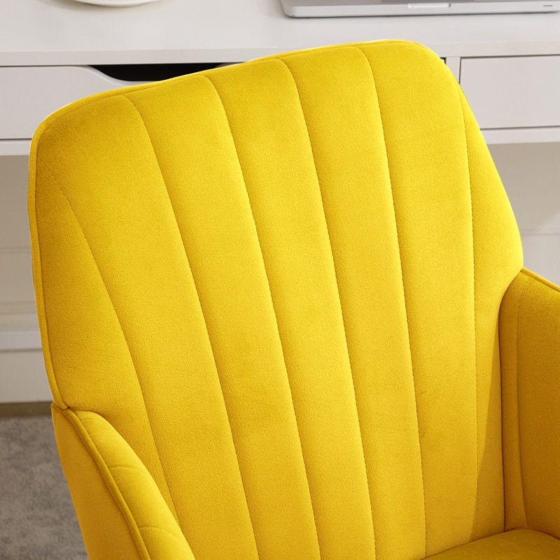 Velvet Adjustable Home Office Chair, Swivel Armchair with Universal Wheels, Upholstered Desk Chair with Metal Base