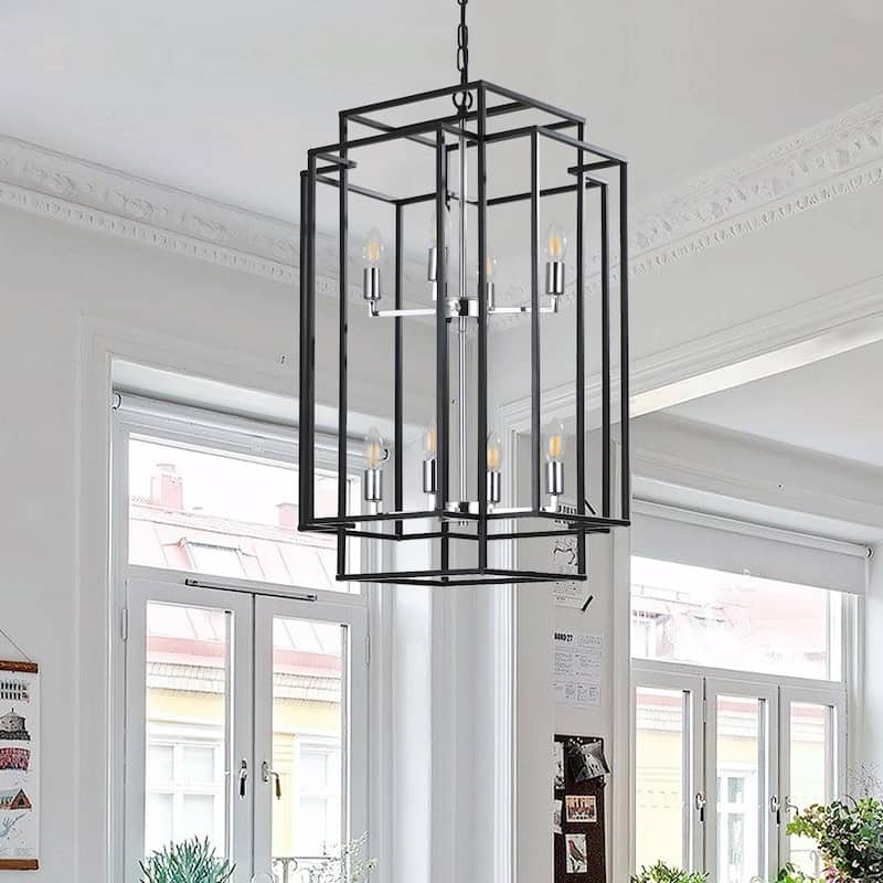 Industrial Farmhouse Hanging Chandelier with 8 Lights