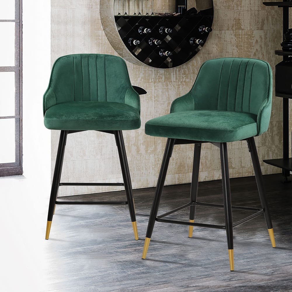 Modern Velvet Upholstered Swivel Counter/ Bar Stools Set of 2/4