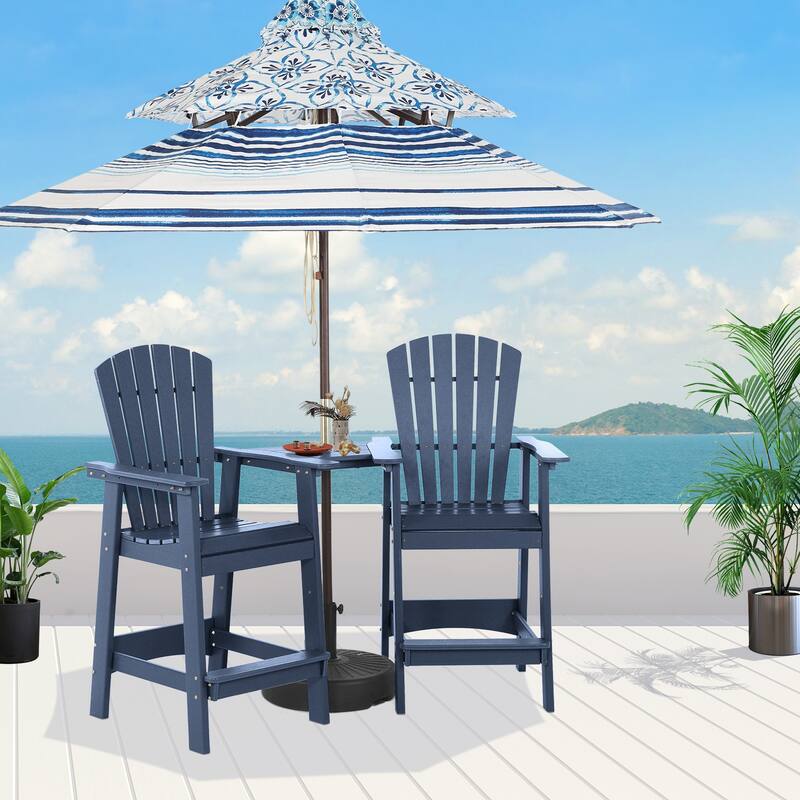 Aoodor Tall Adirondack Chairs Set of 2,HDPE Patio Bar Stool