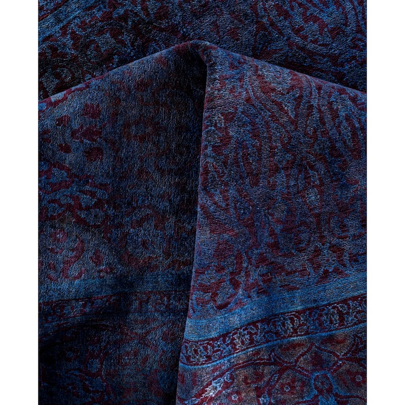 Overdyed One-of-a-Kind Hand-Knotted Square Area Rug - Blue - 5' 10" x 6' 2"