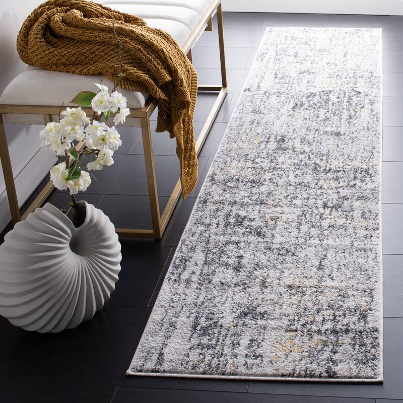 SAFAVIEH Toscana Noreena Abstract Rug - 2' x 9' Runner - Ivory/Grey