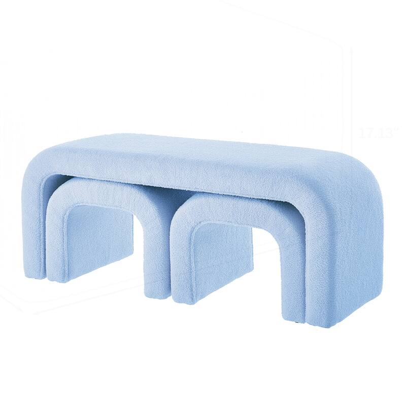 Set of 3 U-Shaped Modern Bench Teddy Ottoman
