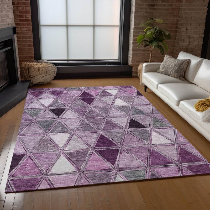 Machine Washable Indoor/ Outdoor Chantille Modern Diamonds Rug